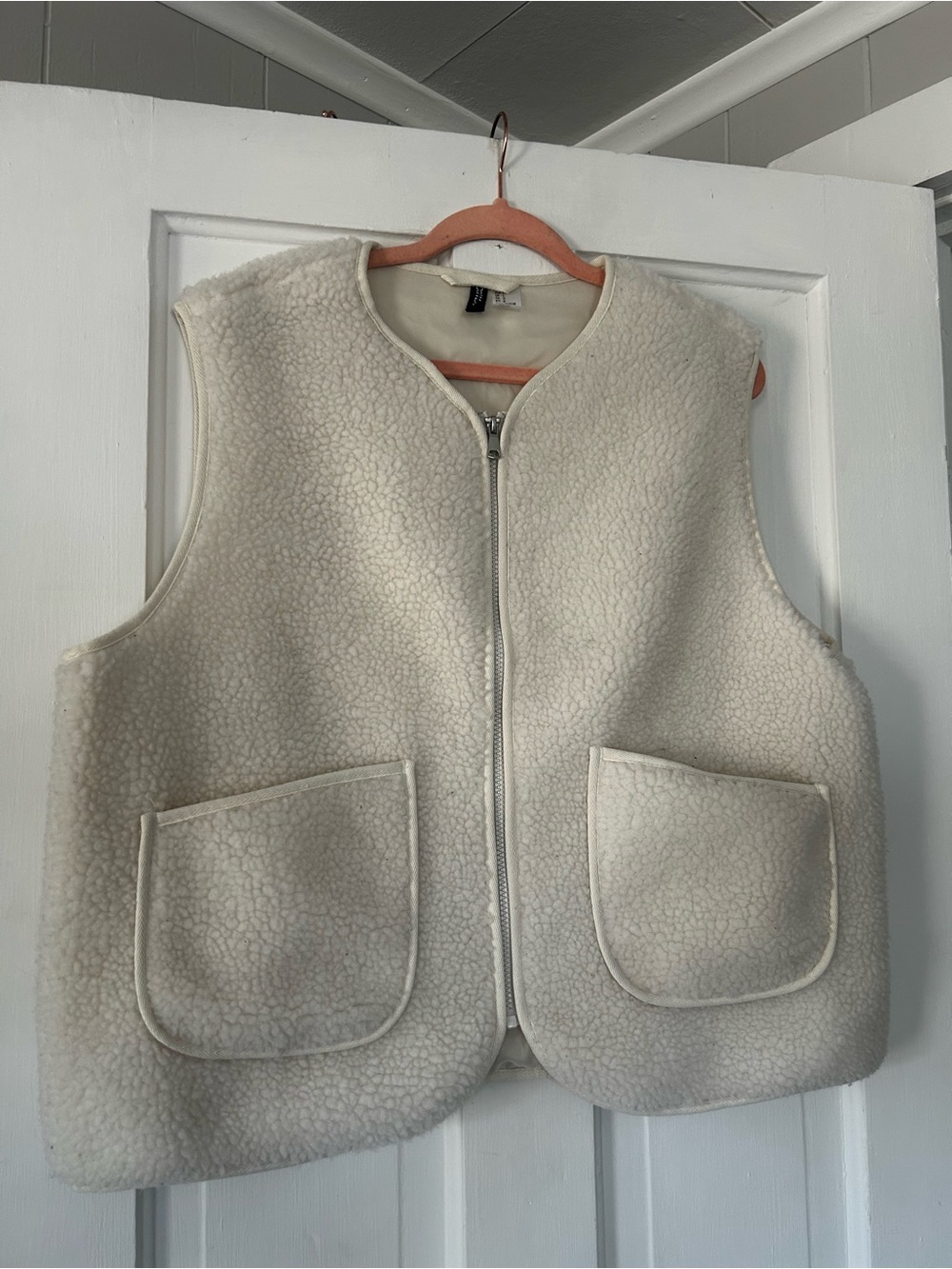 H&M Cream Sherpa Zip Vest